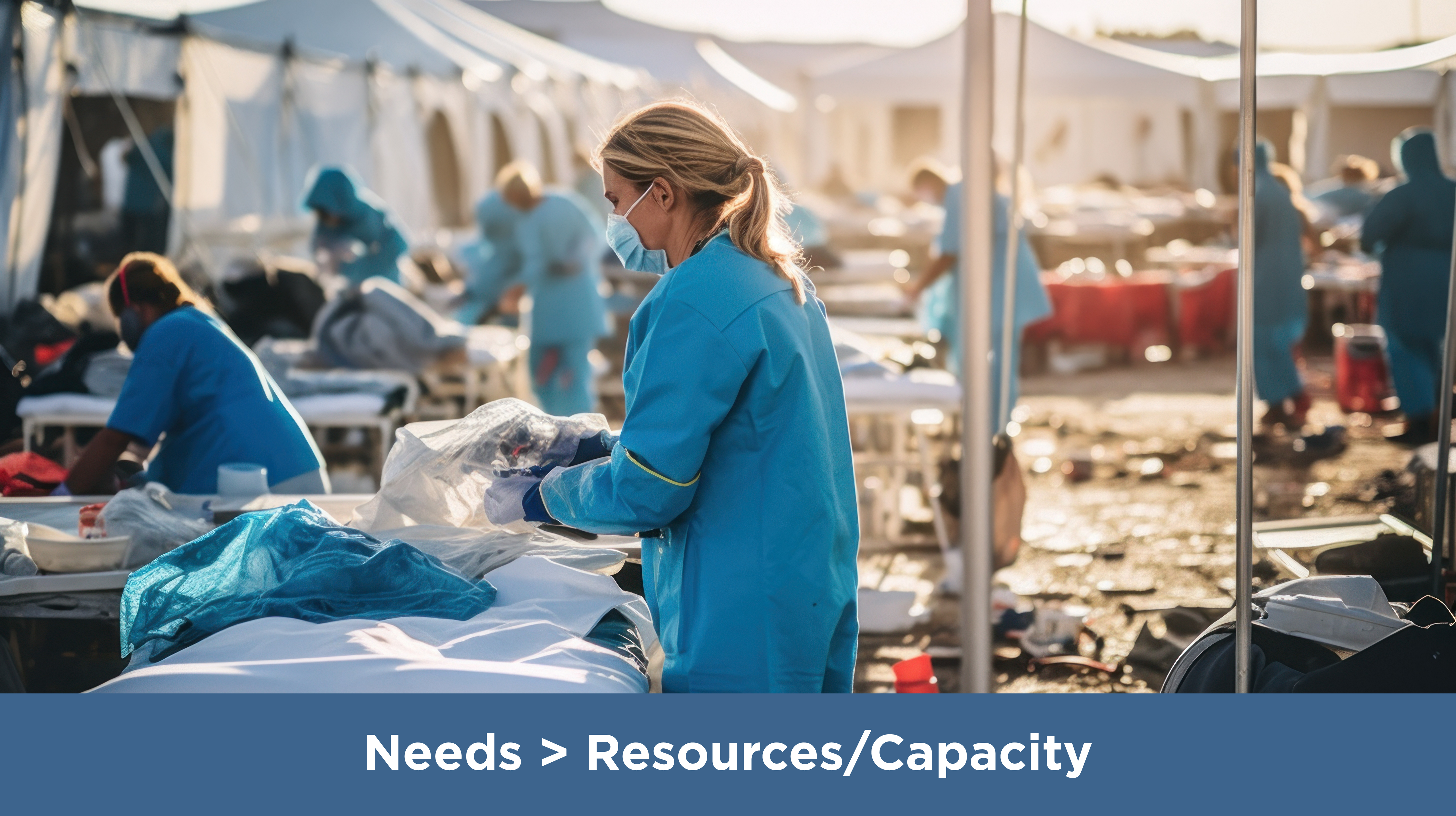 Needs > Resources/Capacity
Outdoor mass triage 