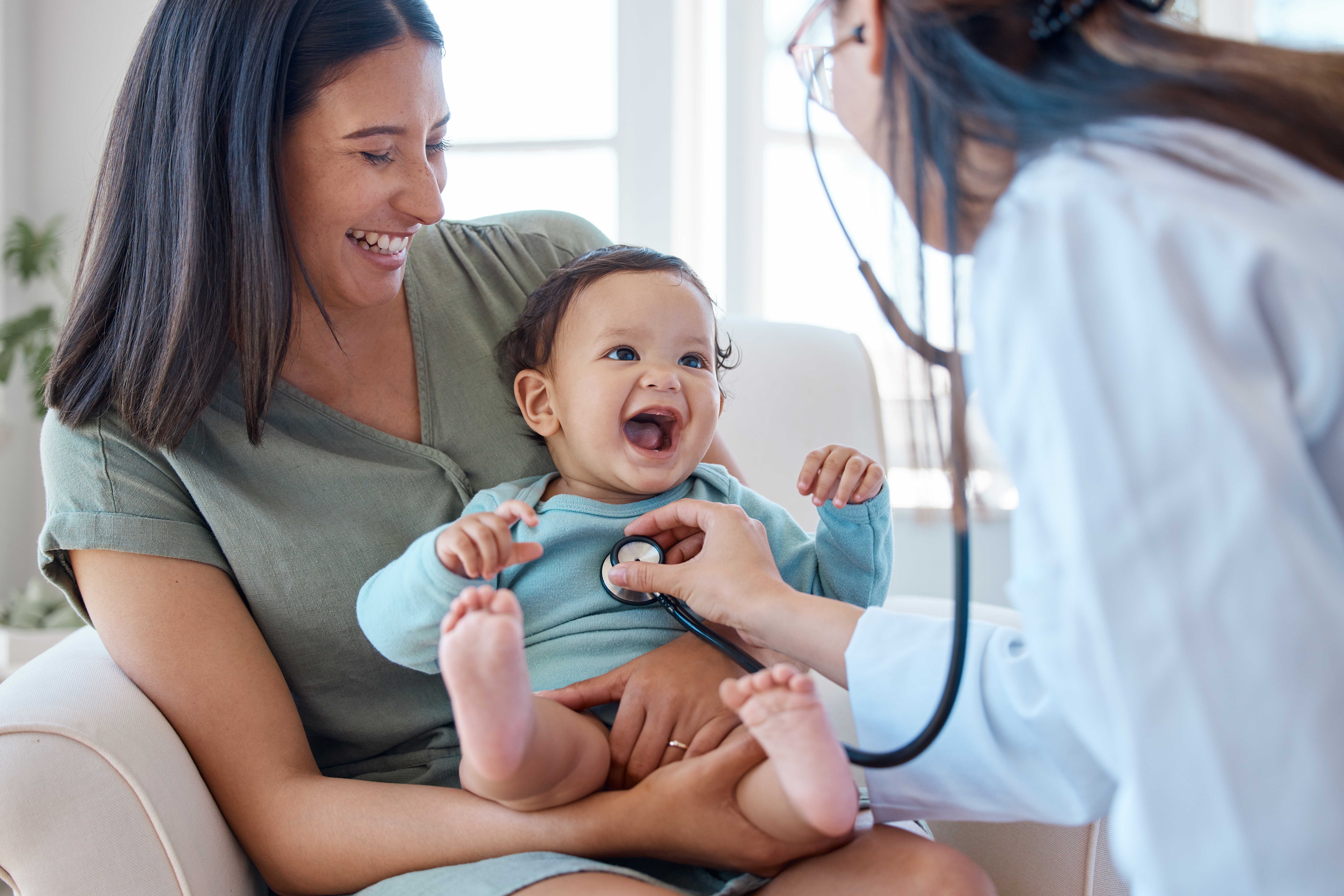 Mother, baby, and doctor